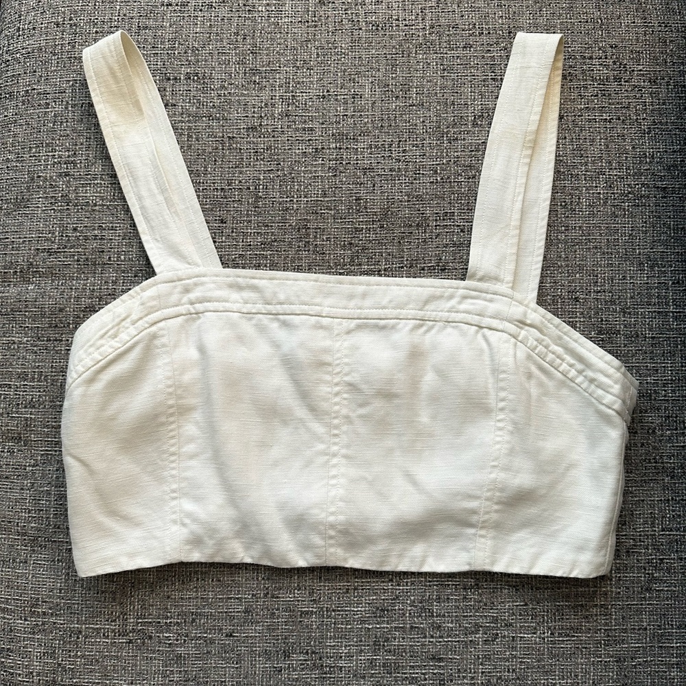 Wilfred Aritzia Linen White Crop Top Small
